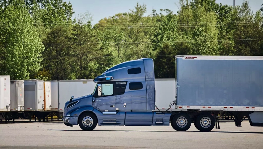 Volvo truck in parking lot