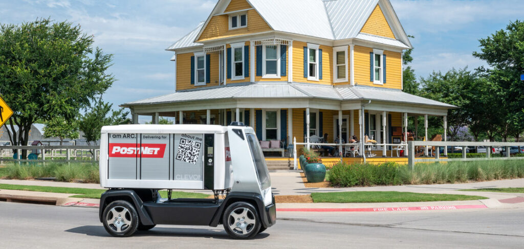 autonomous delivery vehicle in neighborhood