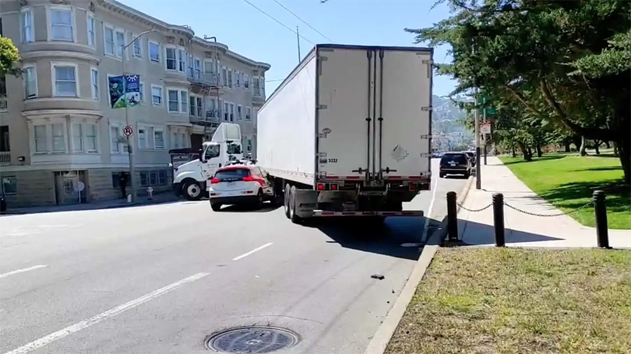 autonomous car collides with truck