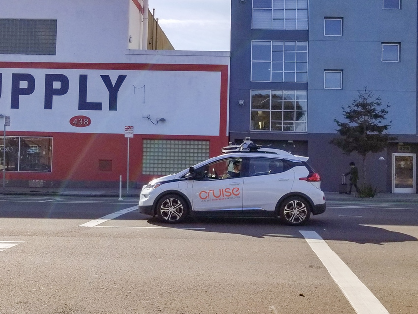 Cruise autonomous car in parking lot