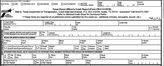 CR-3 PDF Preview – preview the CR-3 PDF image of the crash data entered at any time via the Save & Preview Crash Report button within the Summary & Preview panel