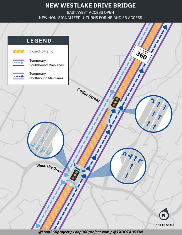 Mapa del puente Loop 360 Westlake Drive 2025