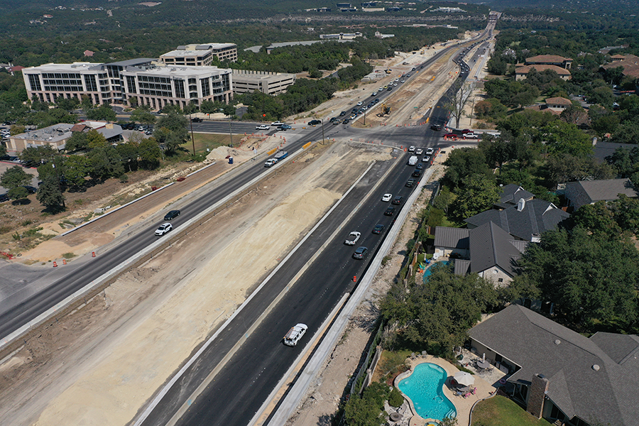 Northbound Loop 360 temporary mainlanes at Westlake Drive - Oct. 2024