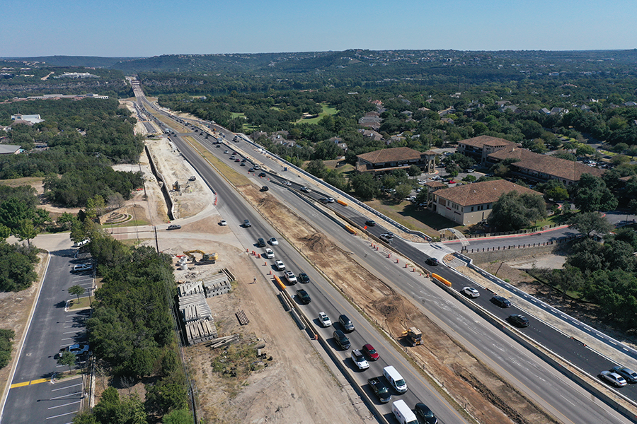 Loop 360 temporary mainlanes at Davenport Village - Oct. 2024