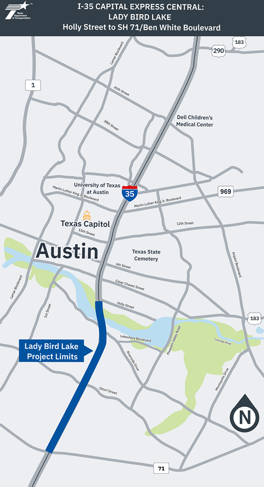 Lady Bird Lake map Mapa del lago Lady Bird
