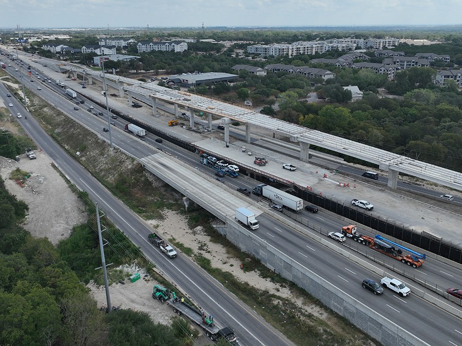 Progress on I-35 at Boggy Creek bridge, September 2026