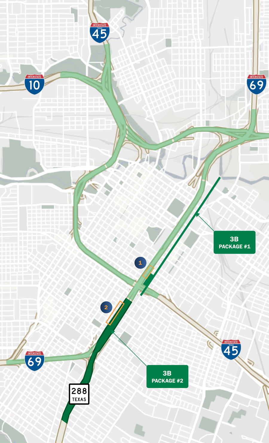 I-45 NHHIP Segment 3B Initial Design - main map