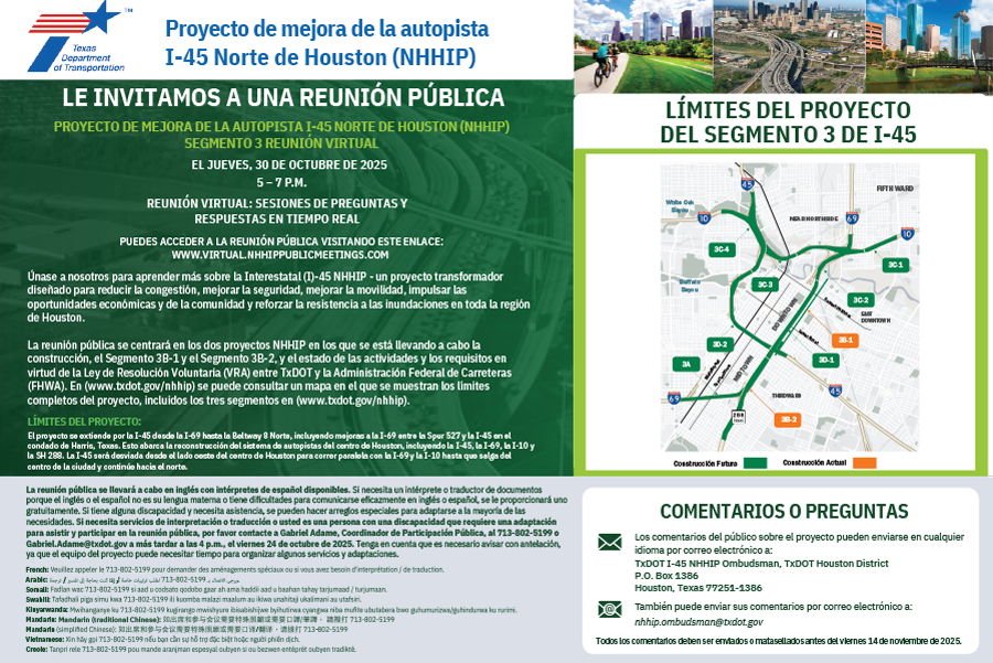 Anuncio en periódico público I-45 de octubre de 2025