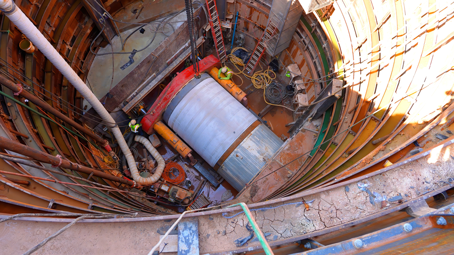 Pipe slowly lowered down