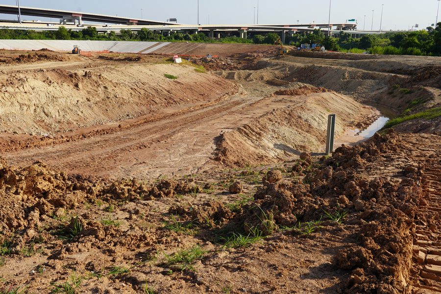 Middle of detention pond taking shape