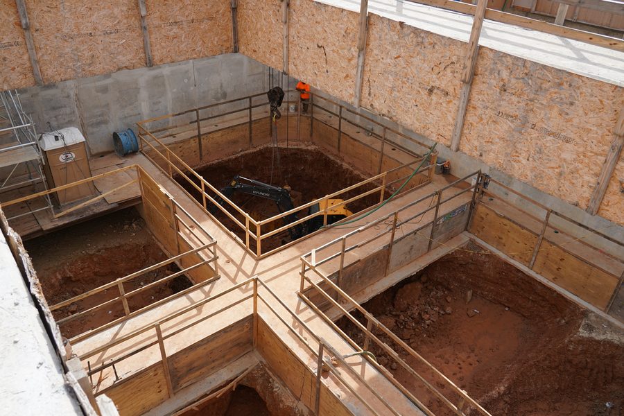 Digging progresses in pump station area which will hold water before pushing it into St. Emanuel Street system