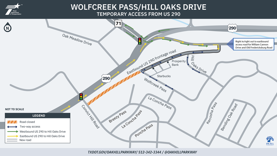 Wolfcreek Pass/Hill Oaks Drive Temporary Access from US 290