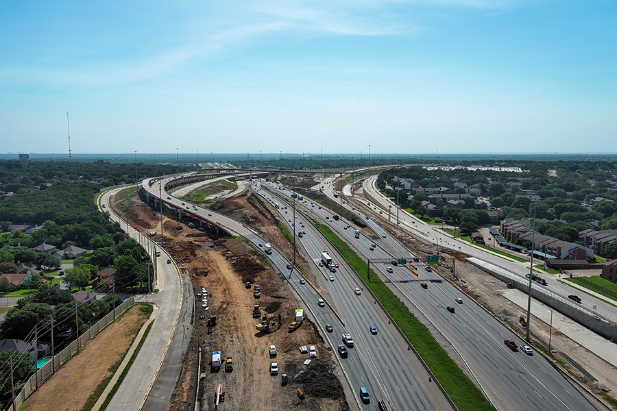 On-going bridge and roadway construction activities at I-20 and US 287 Interchange.