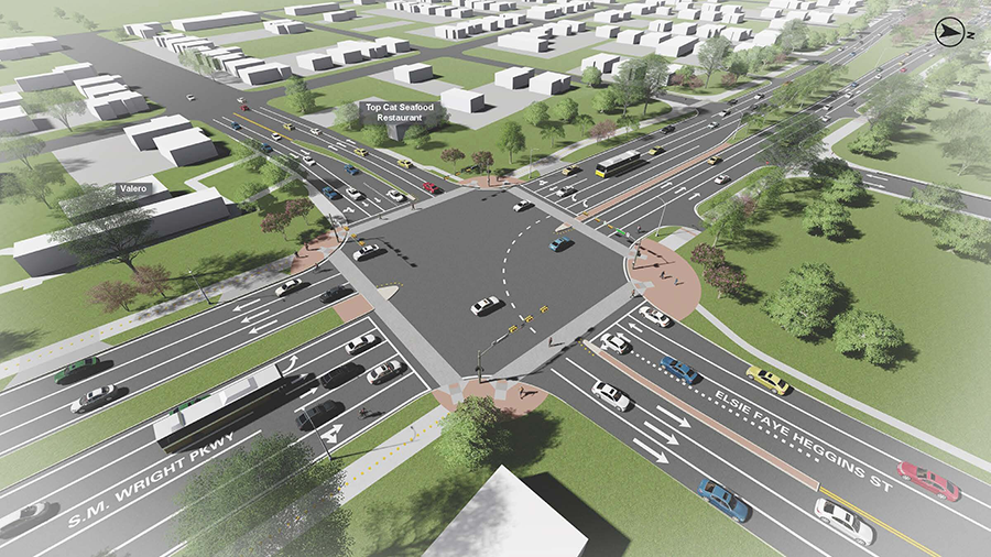Aeriel view rendering of Elsie Faye Heggins Street.