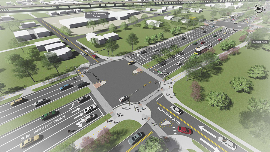 Aeriel view rendering of Warren Avenue.