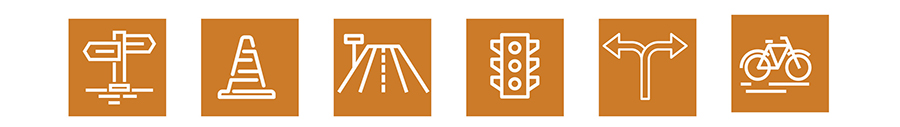 Project improvements icons, traffic sign, construction icon