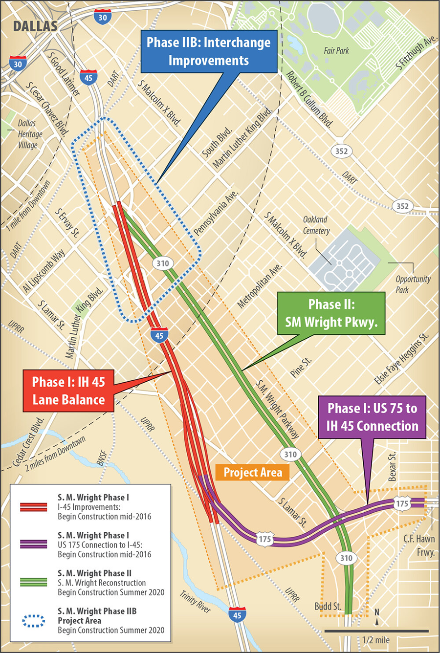 SM Wright project map showing phases and construction timeline.