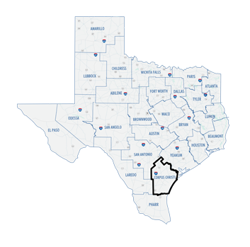 Corpus Christi District county map