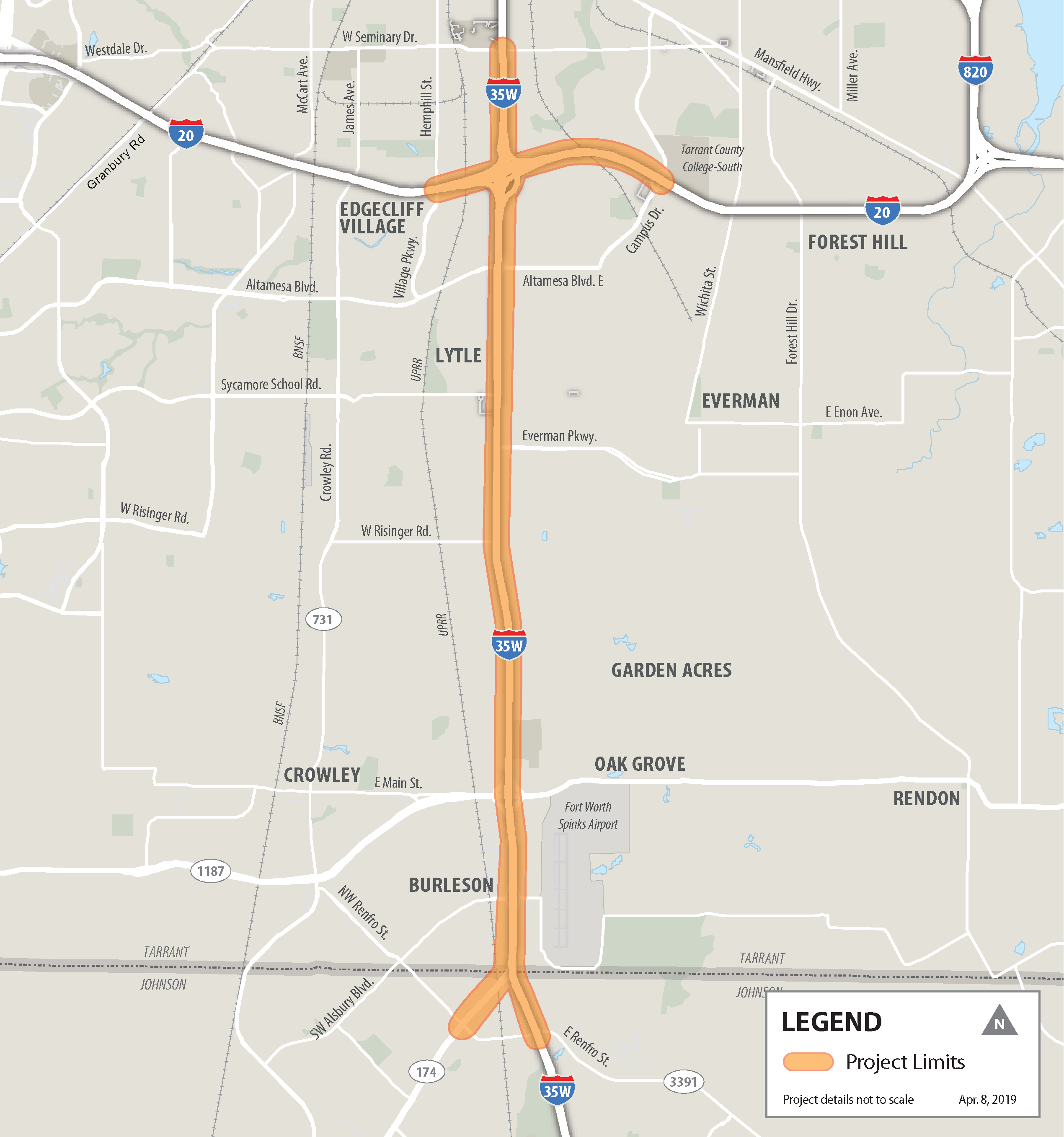 I-35W Corridor Study map