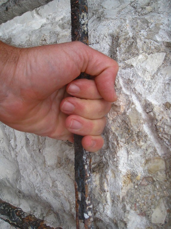 Verifying adequate clearance around reinforcing. (click in image to see full-size image)