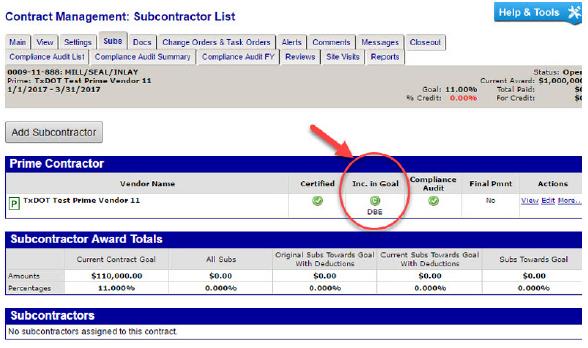 Note: The Prime Contractor box under theSubs tab will reflect that the prime is counted for credit. (click in image to see full-size image)
