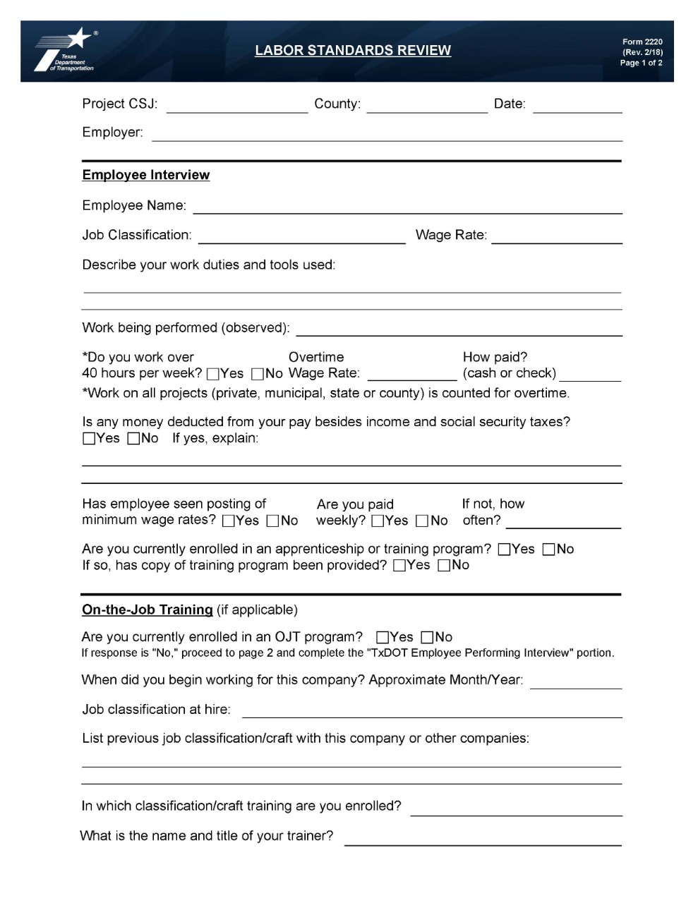 Form2220, Labor Standards Review Form. (click in image to see full-size image)