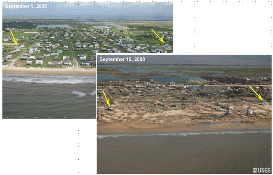 Damages on Bolivar Peninsula following Hurricane Ike. (click in image to see full-size image)