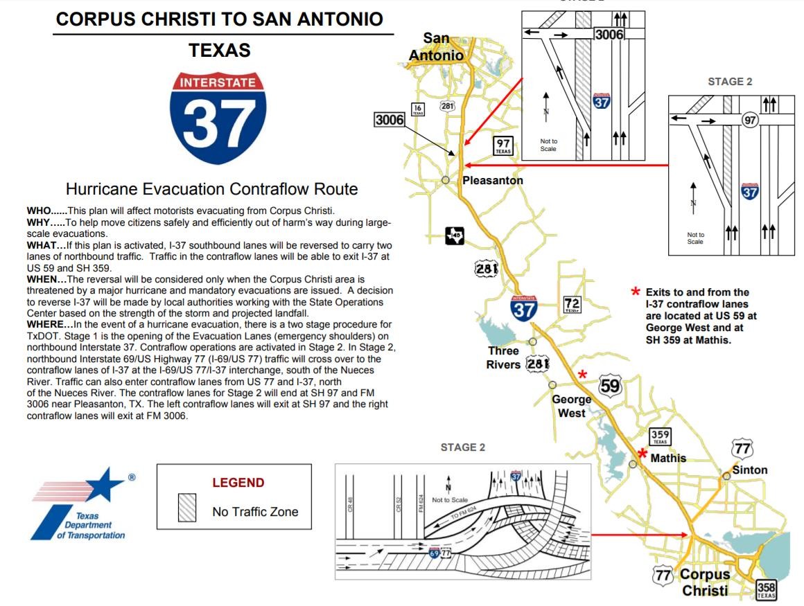 I-37 Contraflow Plan Corpus Christi. (click in image to see full-size image)