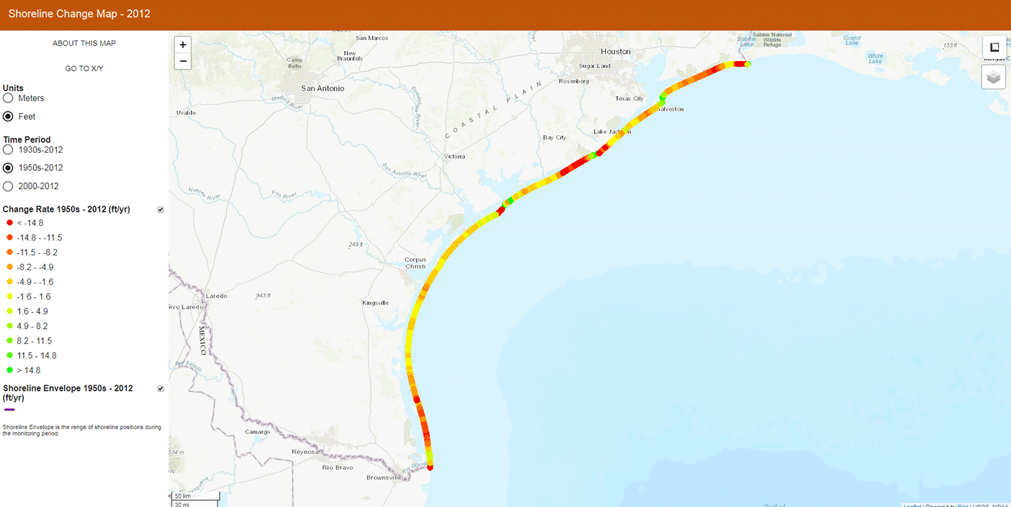 Shoreline Erosion Map Interface for BEG Gulf Shoreline Tool (as of 2012) (click in image to see full-size image)