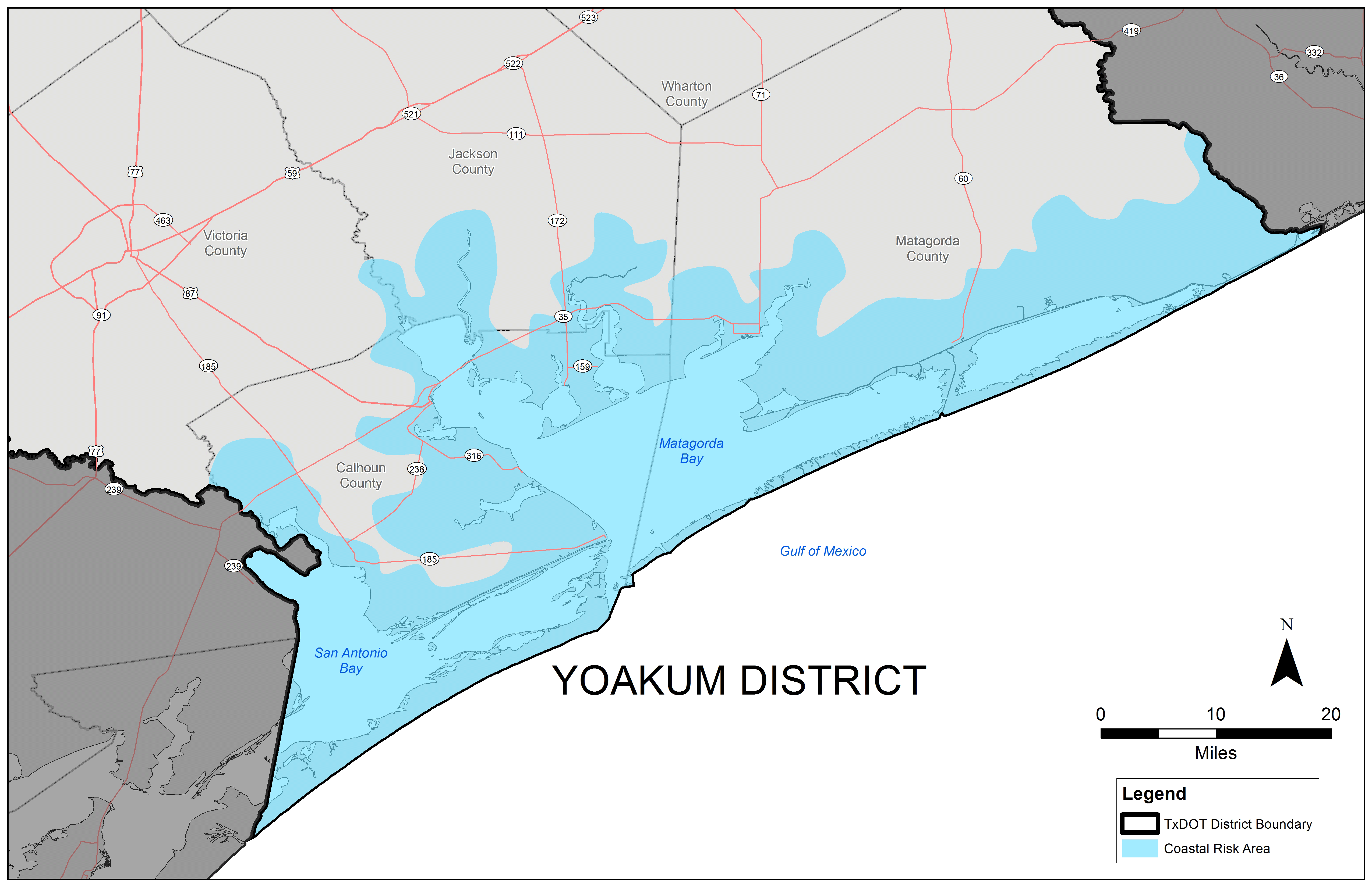 TxDOT Yoakum District Coastal Risk Area. (click in image to see full-size image)