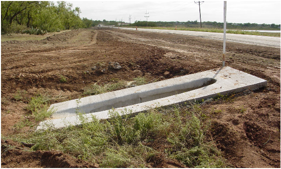 Pipe mitered to conform to fill slope. (click in image to see full-size image)