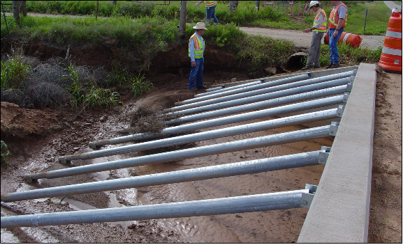 End section conforming to fill slope with pipe runners (click in image to see full-size image)