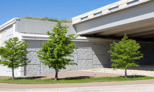 A paved surface is a better solution when shade from structures  prevents vegetation establishment.