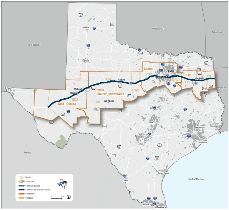 Example I-20 Corridor Planning Map (click in image to see full-size image)