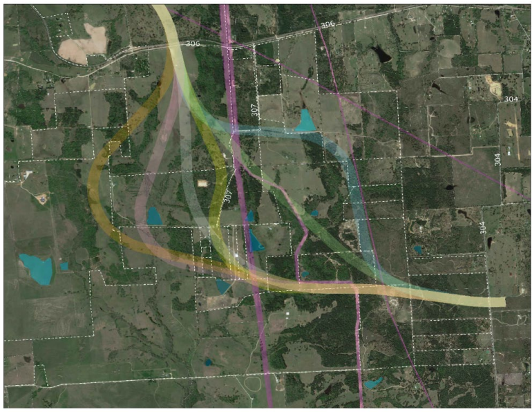 Example Route Study Map (click in image to see full-size image)