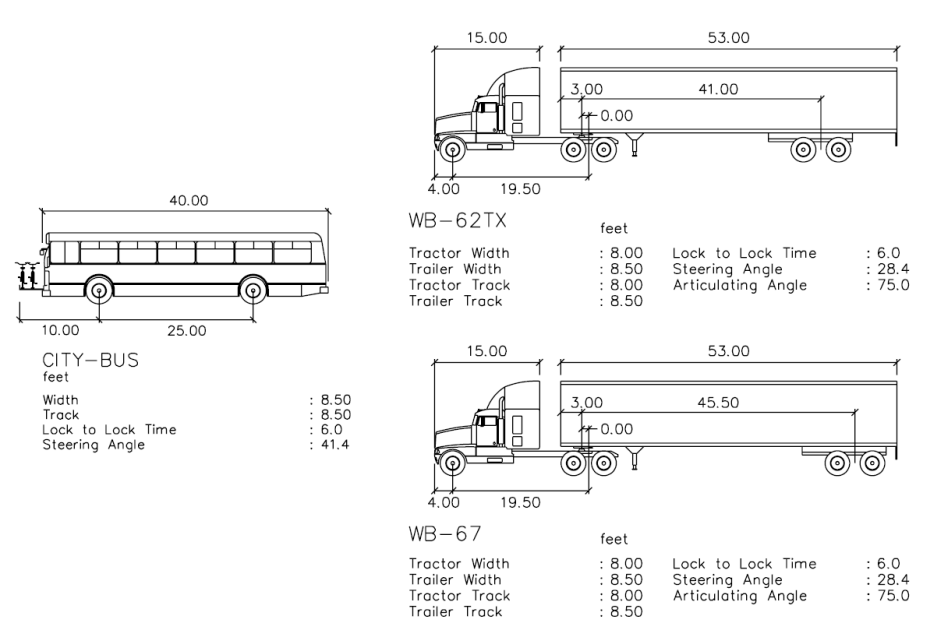Design Vehicle and Check Vehicle Templates ( click in image to see full-size image)