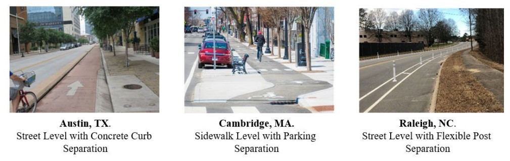  Examples of Separated Bike Lanes by Separation Types( click in image to see full-size image)