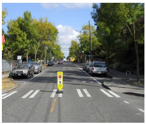 Pedestrian Stop Sign at an Uncontrolled Intersection ( click in image to see full-size image)