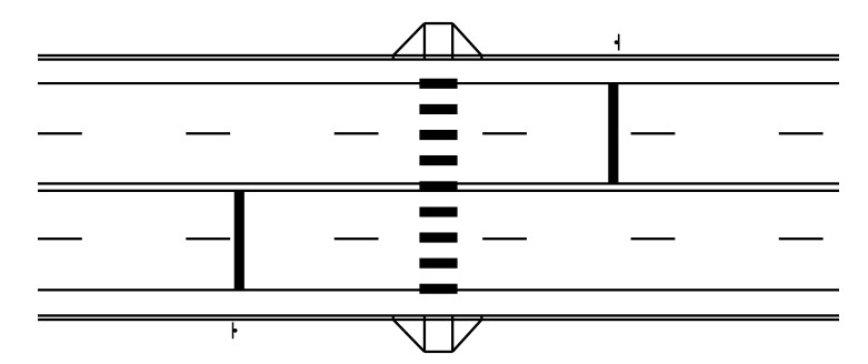 Stop Bars at a Marked Crosswalk (Uncontrolled Crossing) ( click in image to see full-size image)