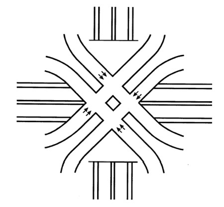 Three Level Stacked Diamond At-Grade Interchange ( click in image to see full-size image)