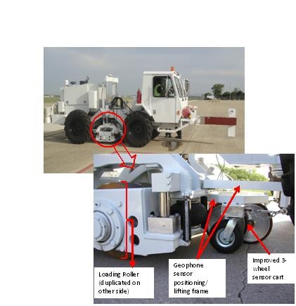 Total Pavement Acceptance Device (TPAD)with detail of loading rollers and front geophone cart. (click in image to see full-size image)