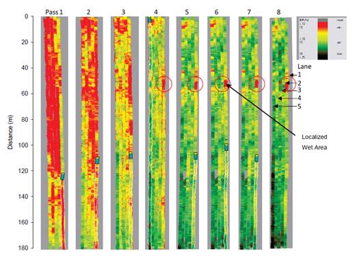 Intelligent Compaction Operator’s ScreenDisplaying Relative Degree of Compaction. (click in image to see full-size image)