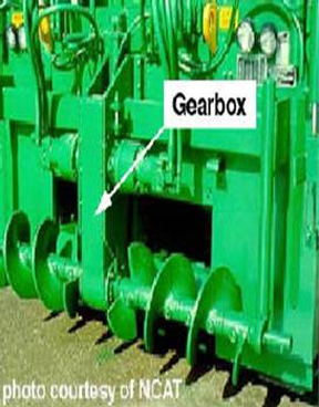 Paver Augers (note, gearbox in betweenaugers).© Copyright 2006 University of Washington (click in image to see full-size image)
