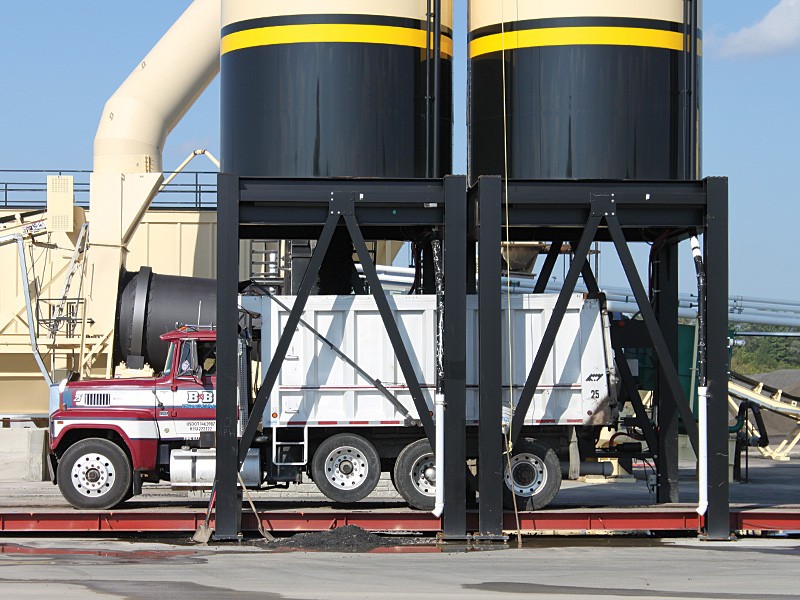 Truck loading under a storage silo.© Copyright 2006 University of Washington (click in image to see full-size image)