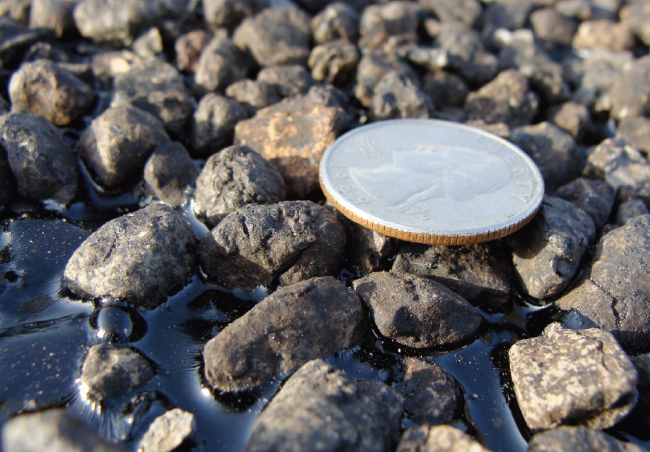 Wheel Path Aggregate Embedment Close-Up. (click in image to see full-size image)