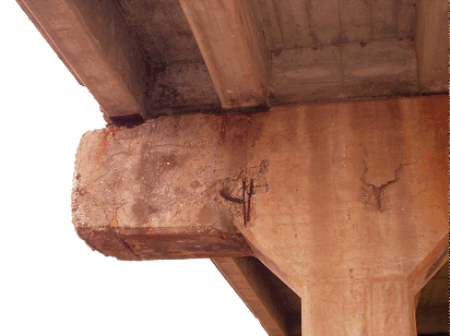 Corrosion induced damage in high stresscantilever design. (click in image to see full-size image)