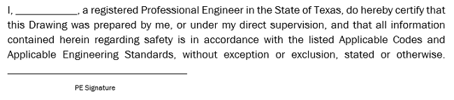 Sample of Professional Engineer's Statement (click in image to see full-size image)