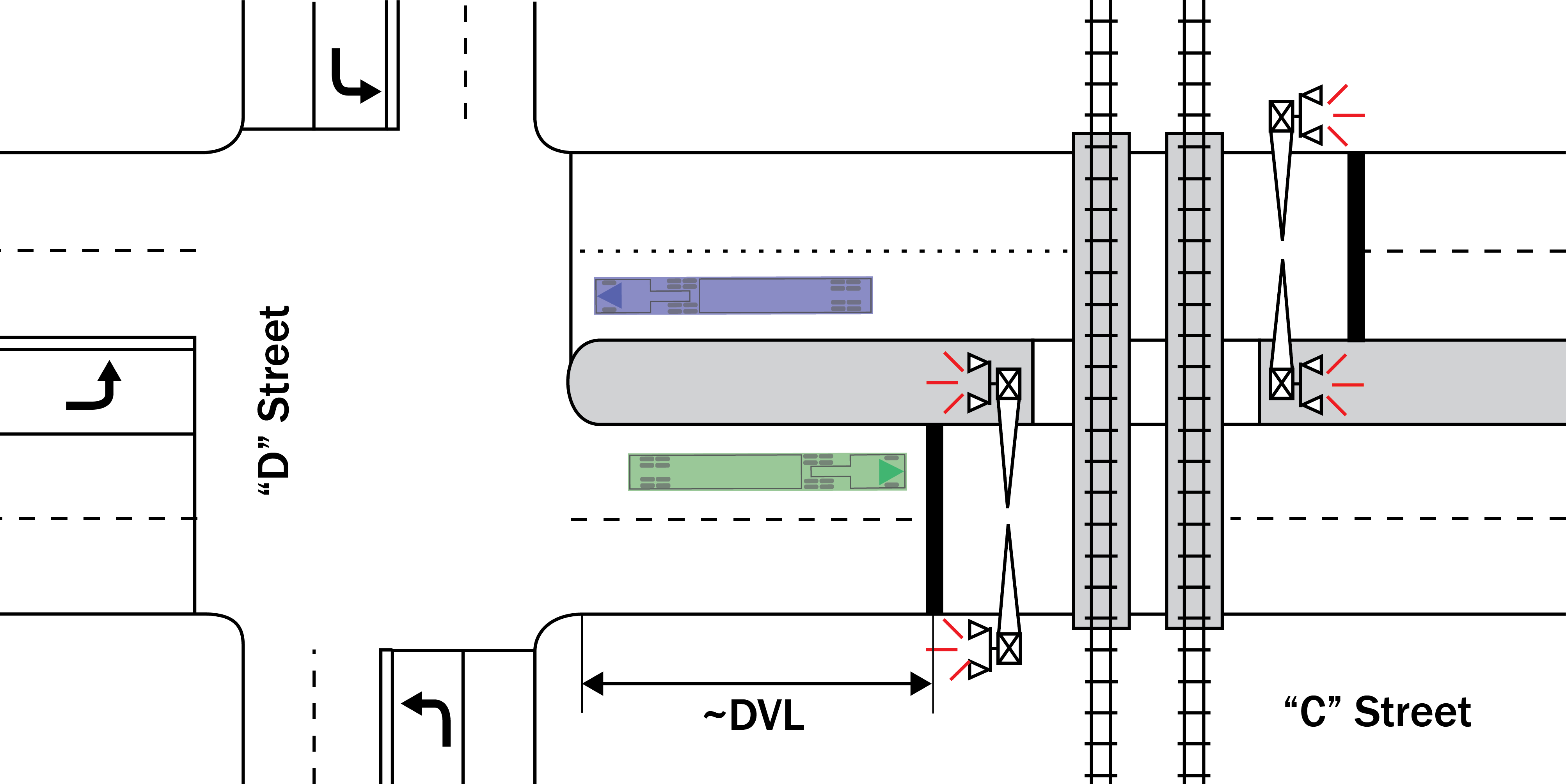 Figure 3&ndash;7. Left Turn Towards Tracks with Sufficient Storage