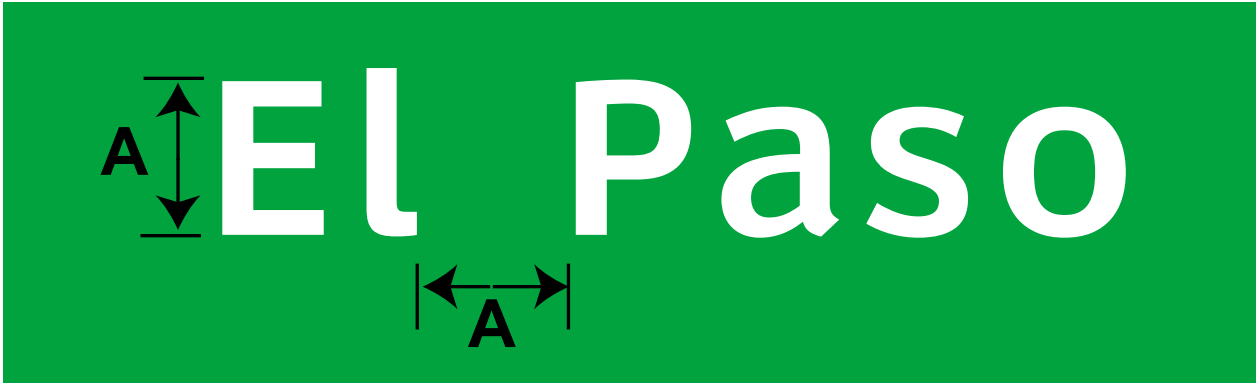 Lateral spacing between two-word messages. (click in image to see full-size image)