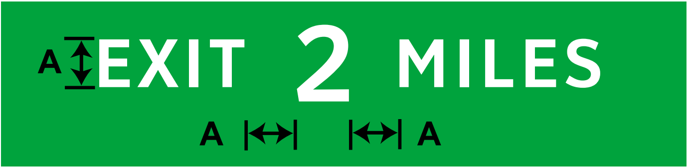 Lateral spacing between a word and a mileagenumeral. (click in image to see full-size image)